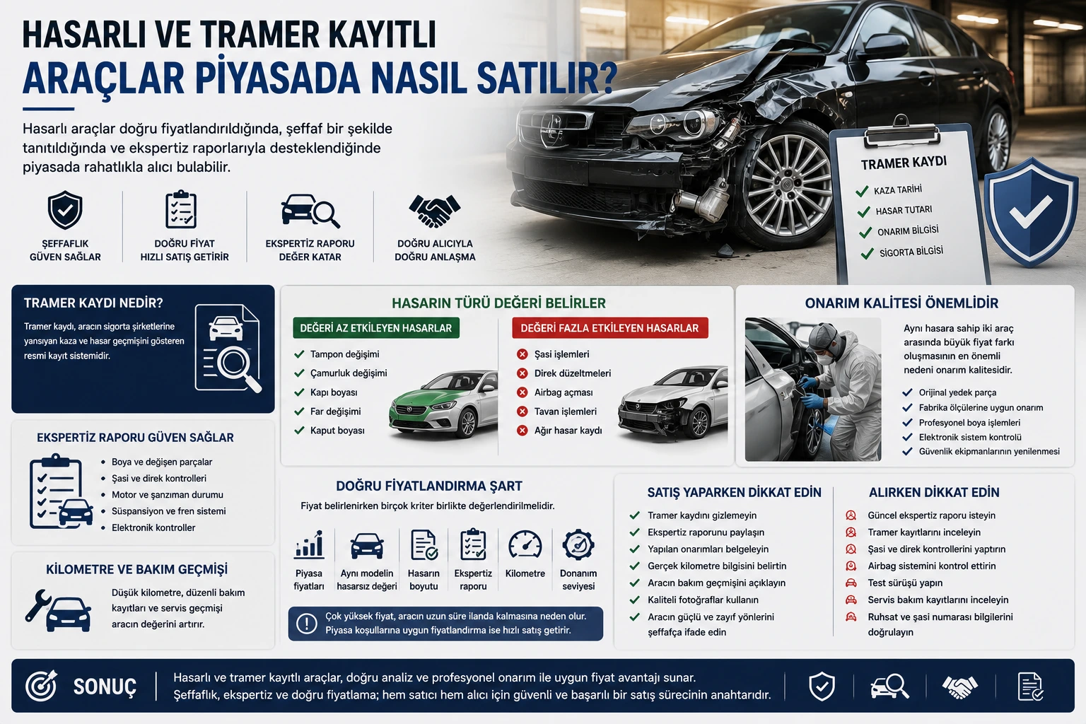 Hasarlı ve Tramer Kayıtlı Araçlar Piyasada Nasıl Satılır? Değerini Etkileyen Faktörler